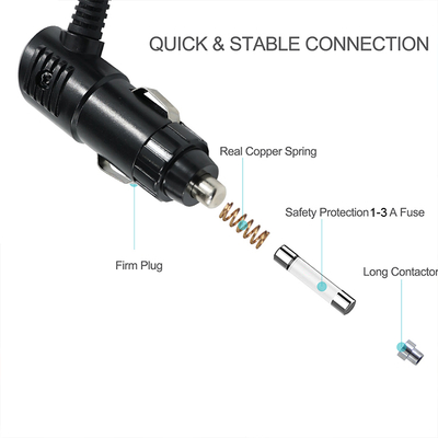 12V 3A Angled Cigarette Lighter Plug to DC 2.1mm Power Cable