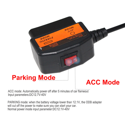 OBD Hardwire Kit with Switch for Dash Cam DVR Power Cable Constant Power Low Voltage Cut Off Step up DC Cable