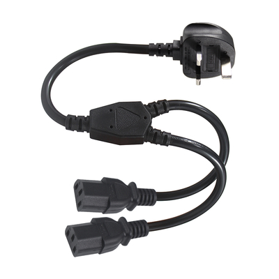 BSI UK Plug to 2xC13 Power Splitter Cable 1.5mm² 3A Fuse