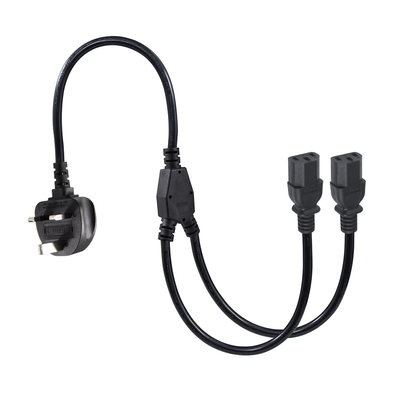BSI UK Plug to 2xC13 Power Splitter Cable 1.5mm² 3A Fuse