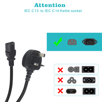BSI UK Plug to 2xC13 Power Splitter Cable 1.5mm² 3A Fuse