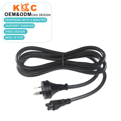 SAA Certified 3-Pin AU Plug to IEC C5 Electric Power Cord 10A/250V AC Power Cable 1.8m Black