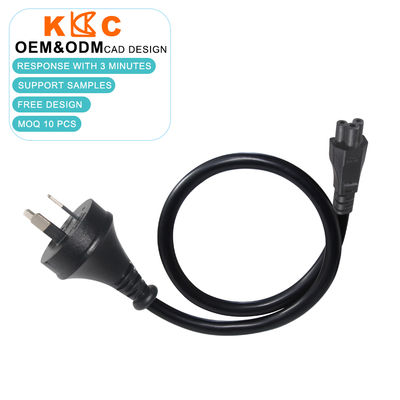 SAA Certified 3-Pin AU Plug to IEC C5 Electric Power Cord 10A/250V AC Power Cable 1.8m Black
