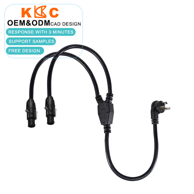 US Plug to Dual PowerCON Splitter Cable 2-Port AC Power Extension Cord for Audio, Lighting, Stage, and Professional Equipment