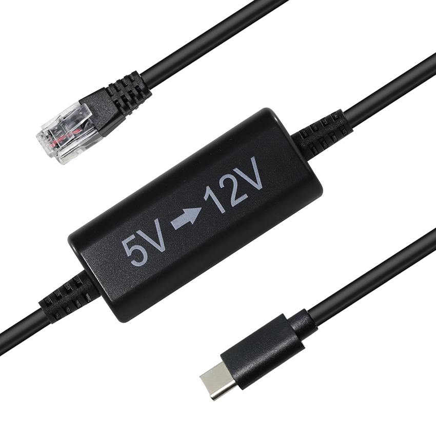 Micro Usb Injector USB-C to RJ45 Power Injector Cable -5V to 12V Step-Up Ethernet Adapter ...