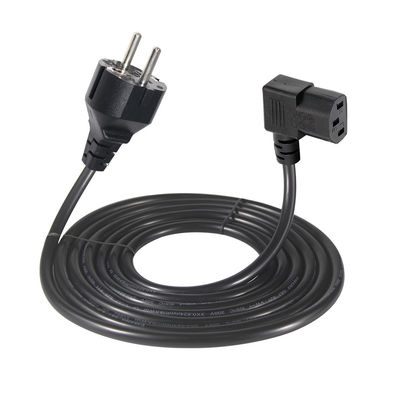 VDE European Schuko Cee 77 7/7 250V H05vv-F 3G2.5 90 degree C13 Right Angle Power Cord