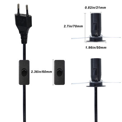 3ft-6ft Salt Lamp Power Cable With E12 E14 E26 E27 Lamp Holder And On/Off Switch