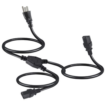 2 Outlets Y Splitter Computer Power Cord with Standard Nema 515P AC Plug and C13 Inlet