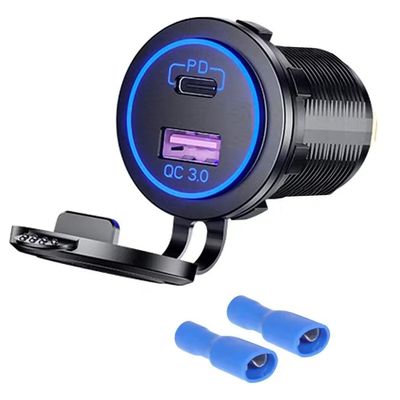 45W Dual USB Motorcycle Charger Adapter 12-24V Input