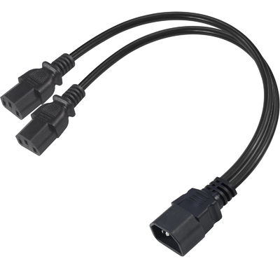 C14 Male To 2XC13 Female Socket Power Cable Y Extension Ac Cord Splitter