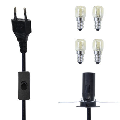 Black E12 Light Bulb Holder Socket Electric Cable EU 2 Pin Salt Lamp Power Cord with 303 On/off Switch