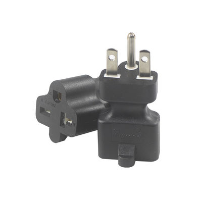 KUNCAN NEMA 5-15P to 5-15R 5-20R Power Adapter Black ABS