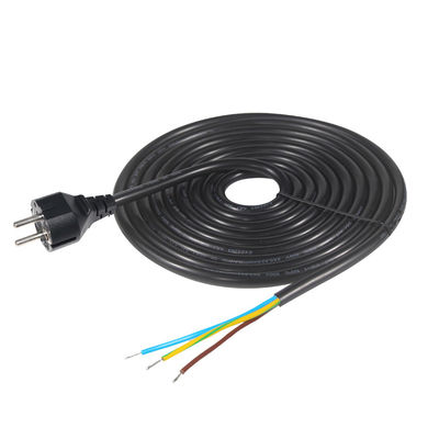 3pin H05vv-f 3g 0.75mm2 Vde Ac 3 Pin Stripped And Tinned Cord Power Cable With Plug Eu Strip End