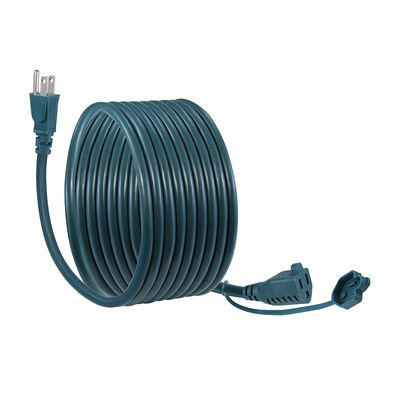 Straight NEMA5-15P Male to Female 5-15R Socket Green Extension Cord USA 3Pin Plug