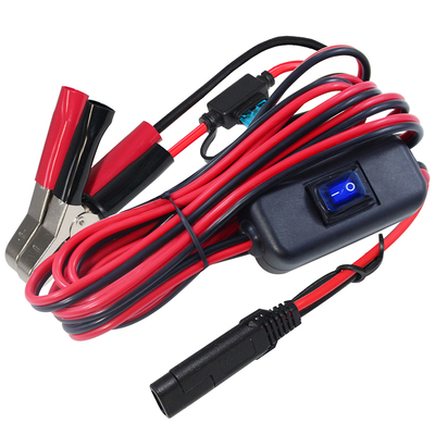 SAE to Alligator Clip Battery Cable with Fuse and Switch 12V