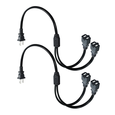 NEMA 1-15P to 1-15R 2-Prong Extension Cord 110V-250V Copper PVC