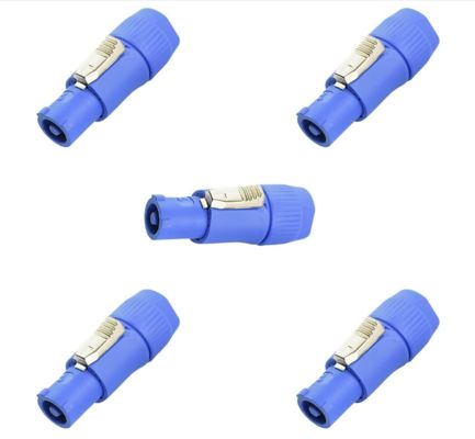 20A 250V Powercon Lockable Cable Connector Blue Inlet Grey Outlet