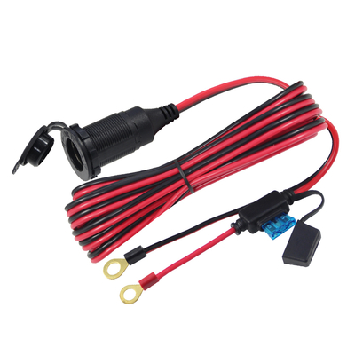 12V Car Female Socket with Fuse and Eyelet Terminal for Automotive DC Power Supply, Cigarette Lighter Accessories, LED Lights